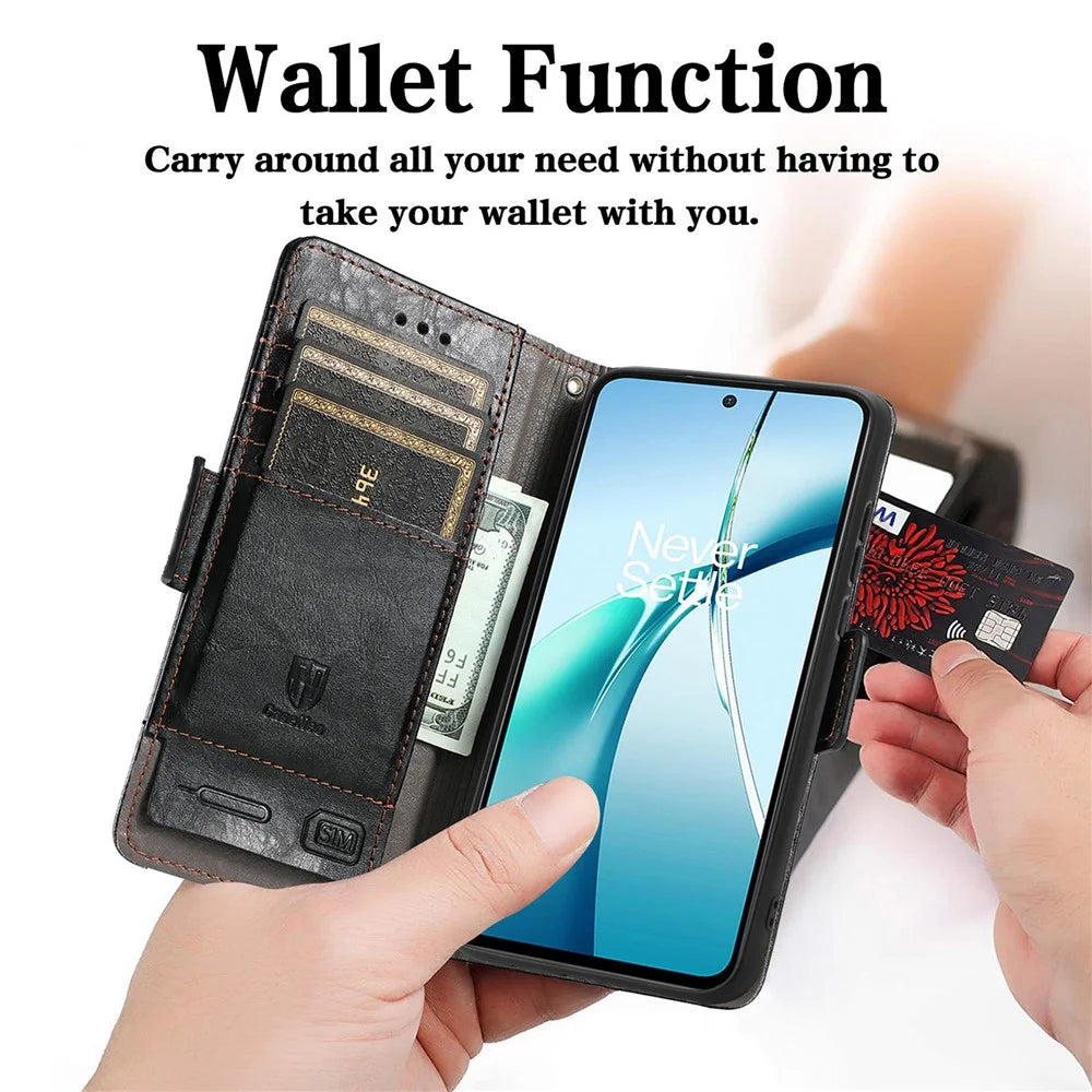 For TCL 50 5G Phone Cases CASENEO PU Leather Cover Stand with RFID Blocking Wallet - Black - 5
