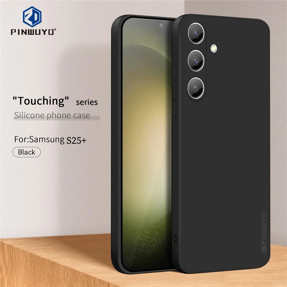 PINWUYO For Samsung Galaxy S25+ Phone Case  Soft Matte TPU Mobile Back Cover - Black - 2