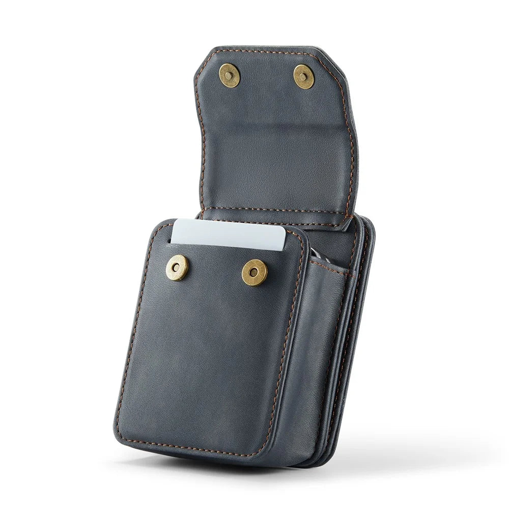CASEME For Samsung Galaxy Z Flip7 FE 5G / Z Flip7 5G / Z Flip6 5G / Z Flip5 5G Phone Pouch with Strap RFID Blocking Leather Wallet Phone Case - Black - 3