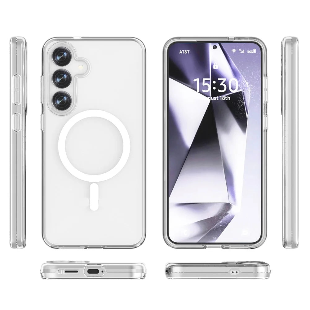 For Samsung Galaxy S25 Clear Magnetic Case TPU+PC Phone Back Cover - 3