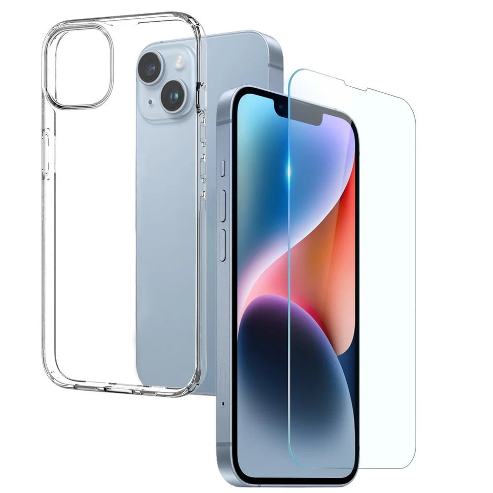 NORTHJO Ultra Clear Shockproof Case for iPhone 14 Plus 2 in 1 Anti-Drop TPU Phone Cover with Tempered Glass Screen Protector - 1