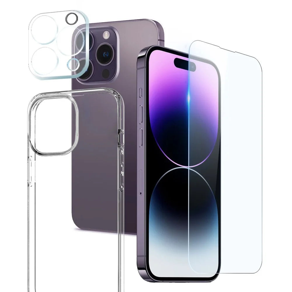 NORTHJO HD 3 in 1 TPU Phone Case for iPhone 14 Pro Max Shockproof Anti-Drop Case with Tempered Glass Screen Protector / Camera Lens Cover - 1