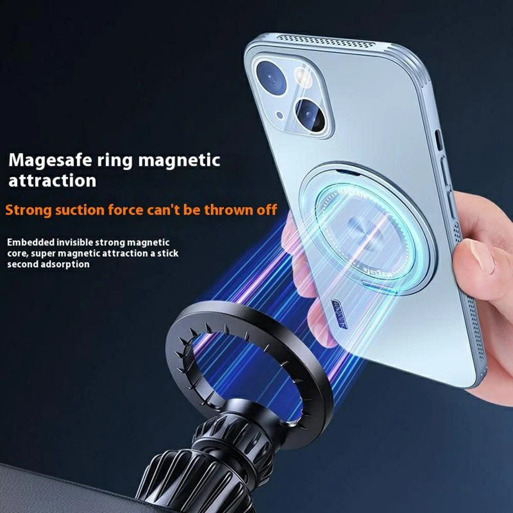 For iPhone 14 Case Compatible with MagSafe Kickstand TPU+PC Heat Dissipation Phone Cover - Grey - 7