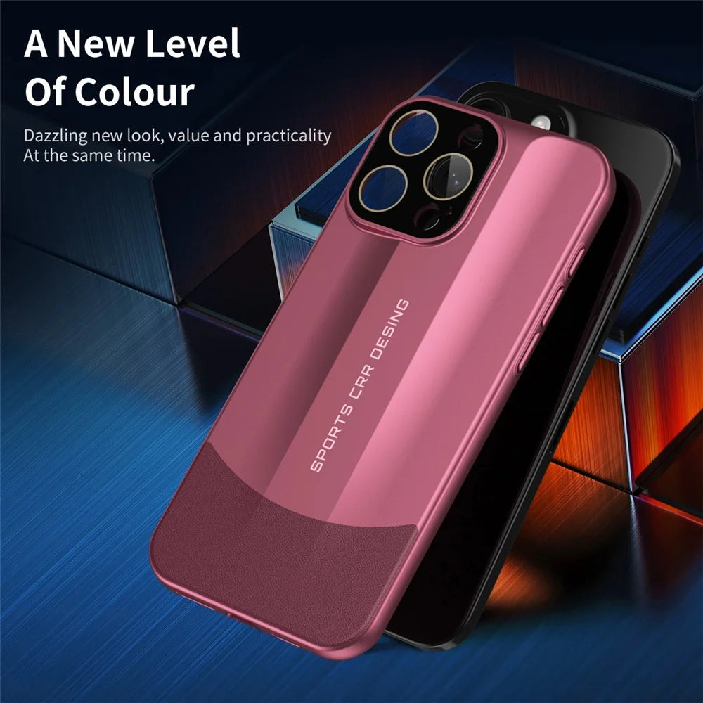 For iPhone 16 Pro Case Hard PC Phone Back Cover Built-In Glass Lens Film Full Protection - Light Purple - 2