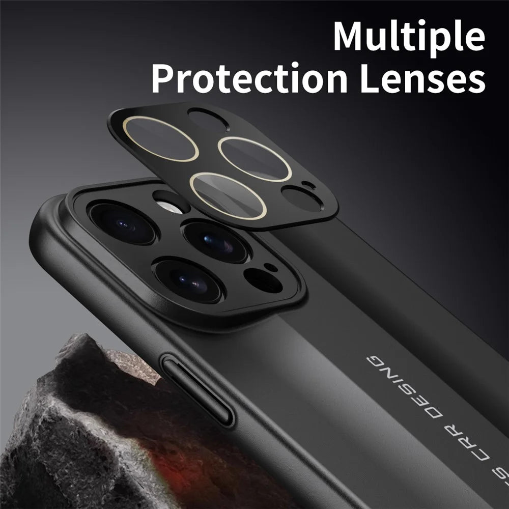 For iPhone 16 Pro Case Hard PC Phone Back Cover Built-In Glass Lens Film Full Protection - Light Purple - 3
