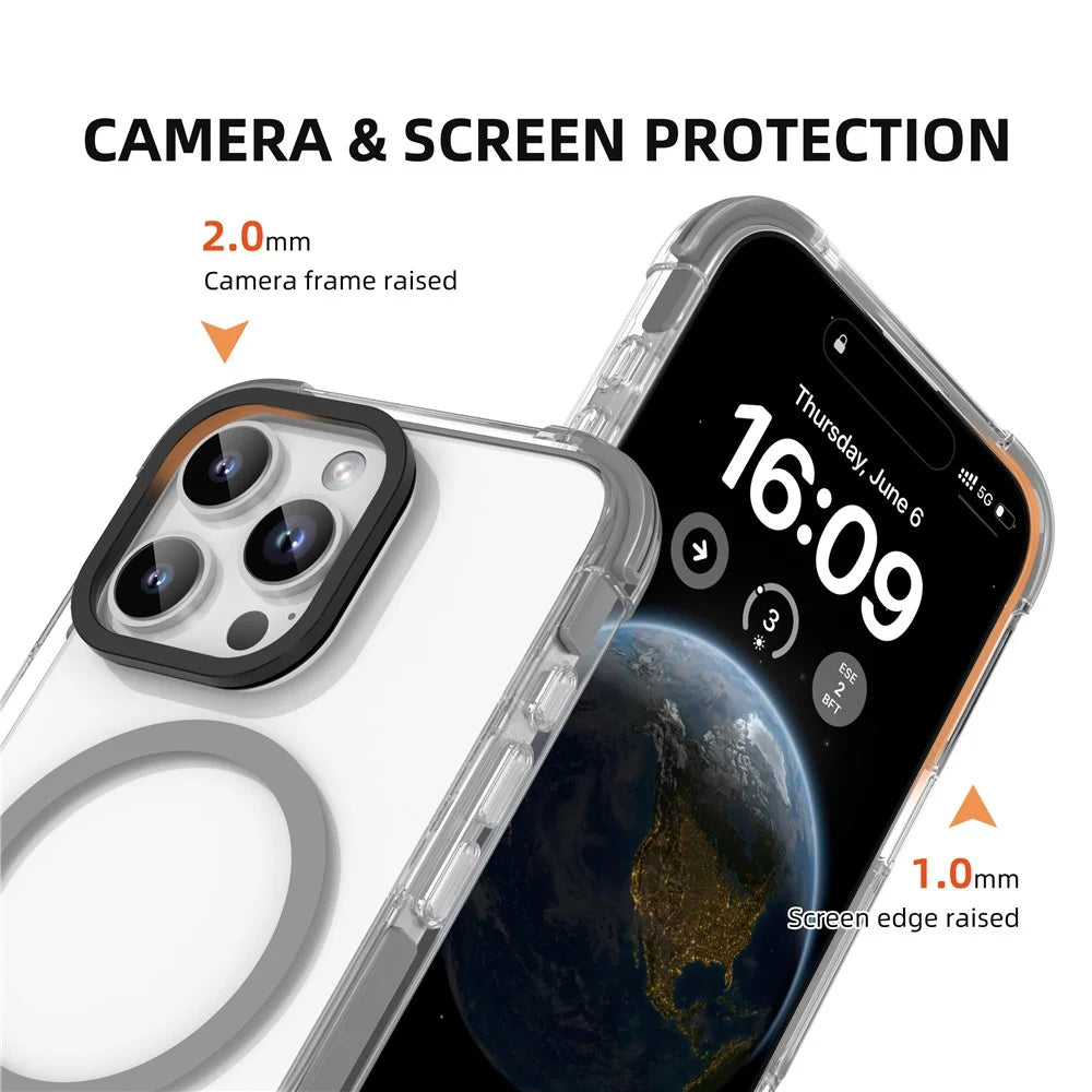 MUTURAL For iPhone 16 Pro Clear Case Compatible with MagSafe Four Corners Anti Drop TPU+PC Phone Back Cover - Grey - 2