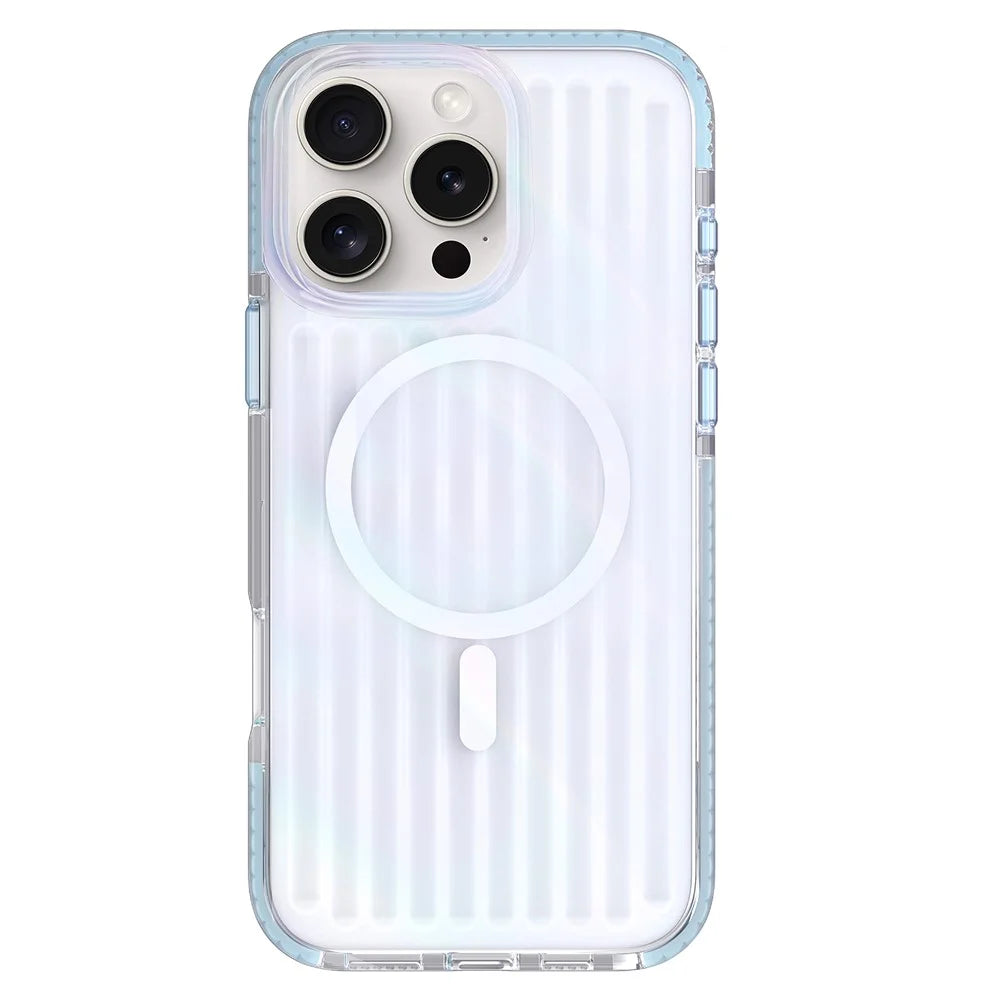 MUTURAL For iPhone 16 Pro Max Case Compatible with MagSafe TPU+PC Phone Back Cover Stripe Pattern - 1