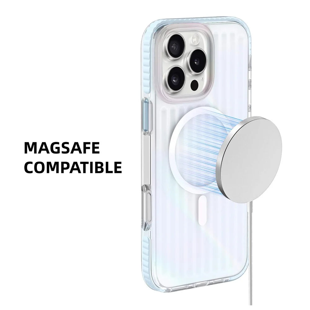 MUTURAL For iPhone 16 Pro Max Case Compatible with MagSafe TPU+PC Phone Back Cover Stripe Pattern - 3