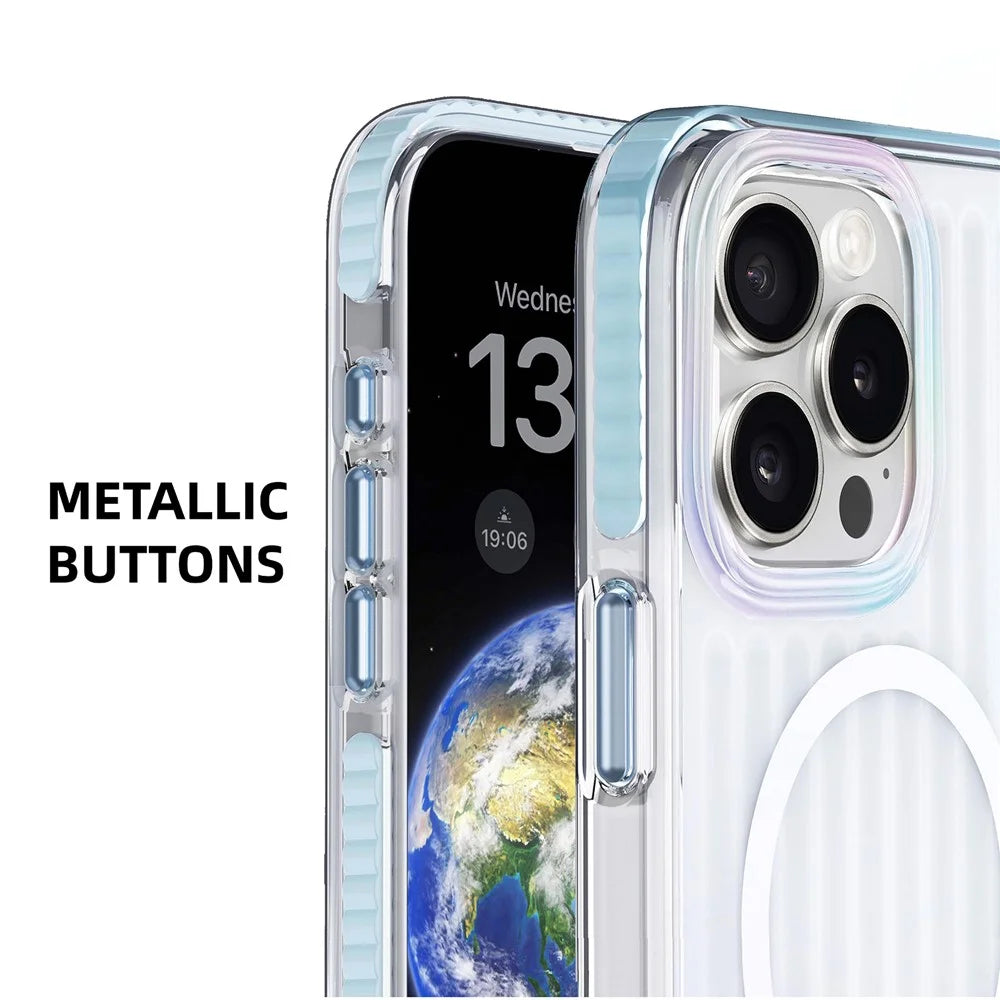 MUTURAL For iPhone 16 Pro Max Case Compatible with MagSafe TPU+PC Phone Back Cover Stripe Pattern - 6