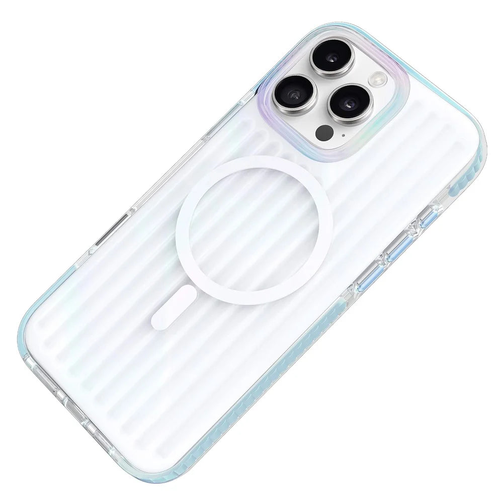 MUTURAL For iPhone 16 Pro Case Compatible with MagSafe TPU+PC Phone Back Cover Stripe Pattern - 2