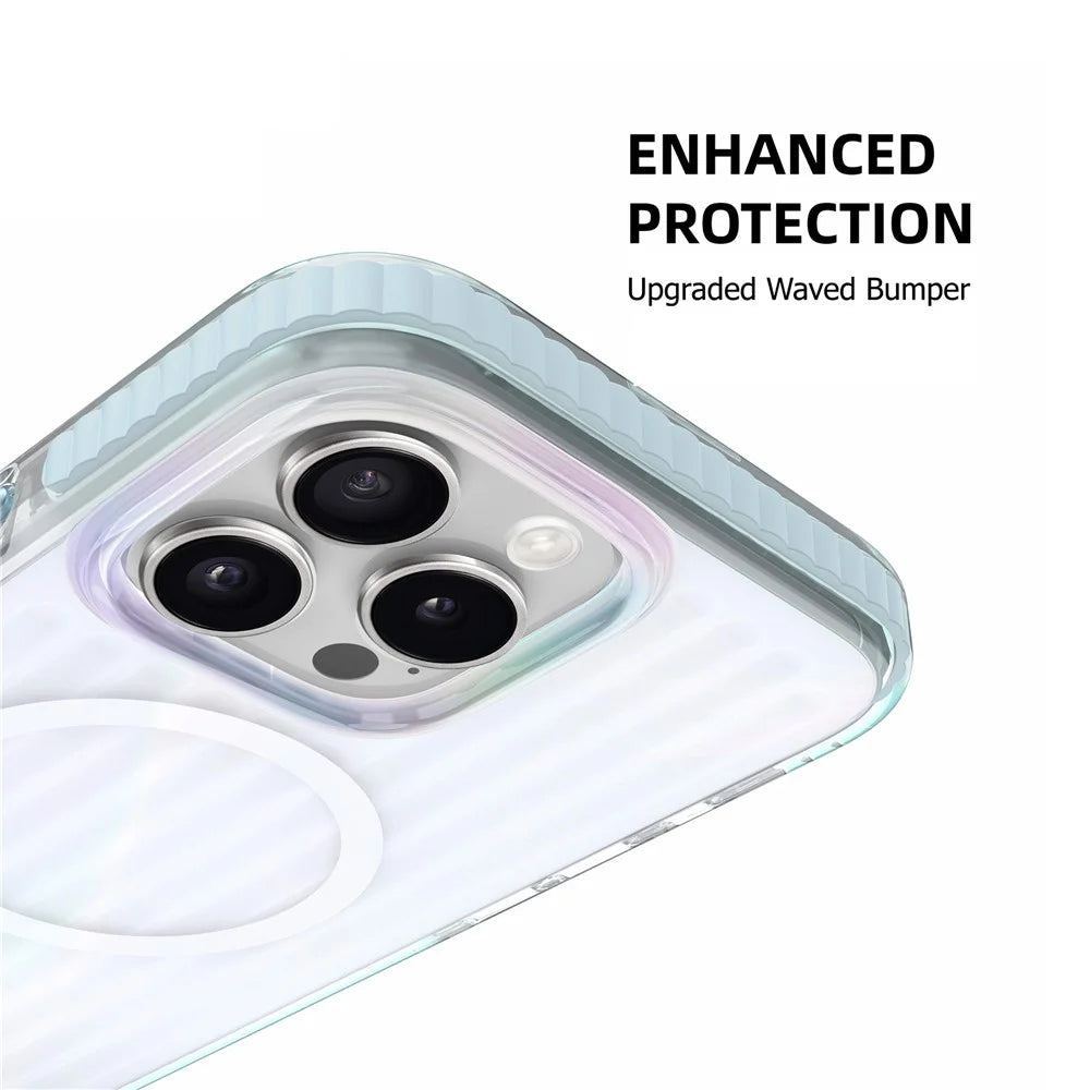 MUTURAL For iPhone 16 Pro Case Compatible with MagSafe TPU+PC Phone Back Cover Stripe Pattern - 7