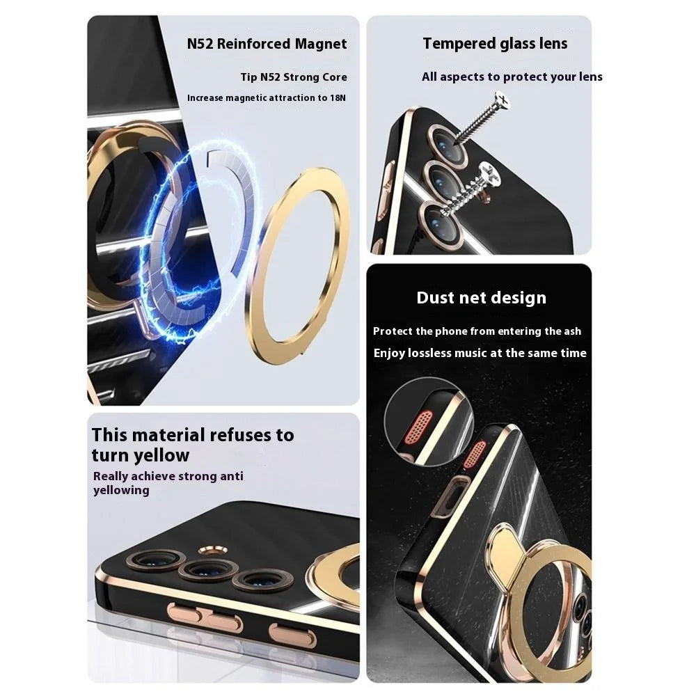 For Samsung Galaxy S25 Kickstand Magnetic Case TPU Phone Cover - Black - 2