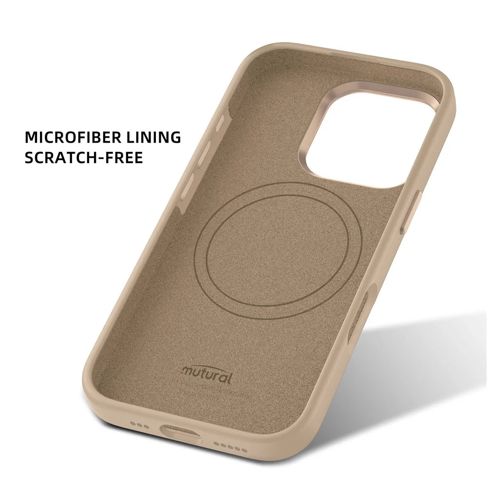 MUTURAL For iPhone 16 Pro Magnetic Case Compatible with MagSafe Liquid Silicone Back Cover - Desert Gold - 3