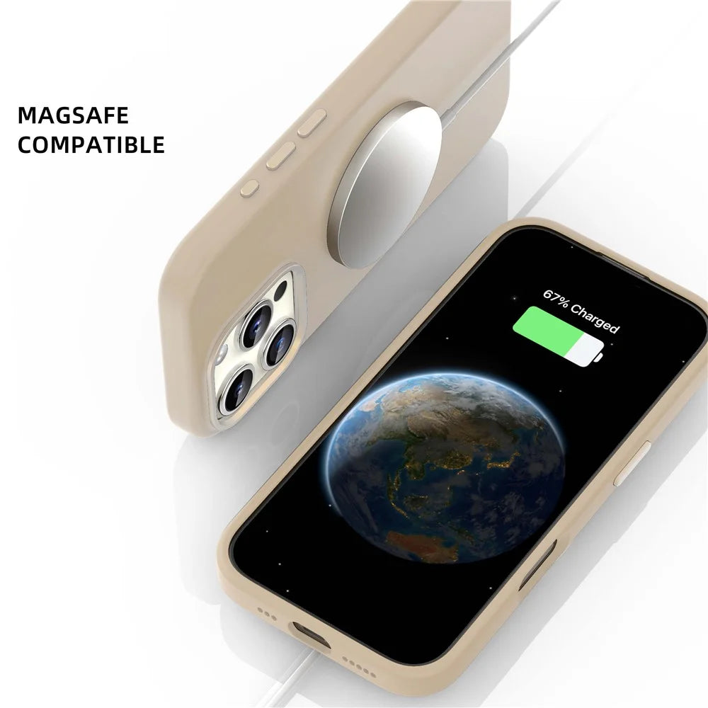 MUTURAL For iPhone 16 Pro Magnetic Case Compatible with MagSafe Liquid Silicone Back Cover - Desert Gold - 5