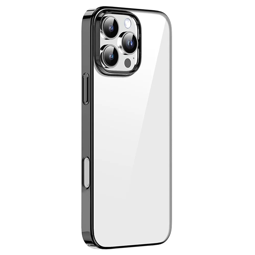 MUTURAL For iPhone 16 Pro Max Clear Phone Case PC+TPU Mobile Back Cover - Black - 1