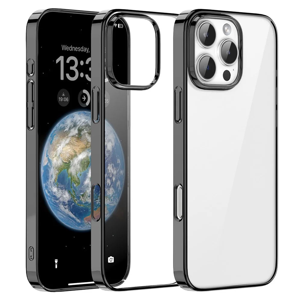 MUTURAL For iPhone 16 Pro Max Clear Phone Case PC+TPU Mobile Back Cover - Black - 2