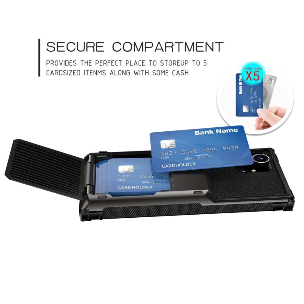 For Samsung Galaxy S25 Ultra Case PC+TPU Dual Layer Back Phone Cover with Card Holder - Black - 3