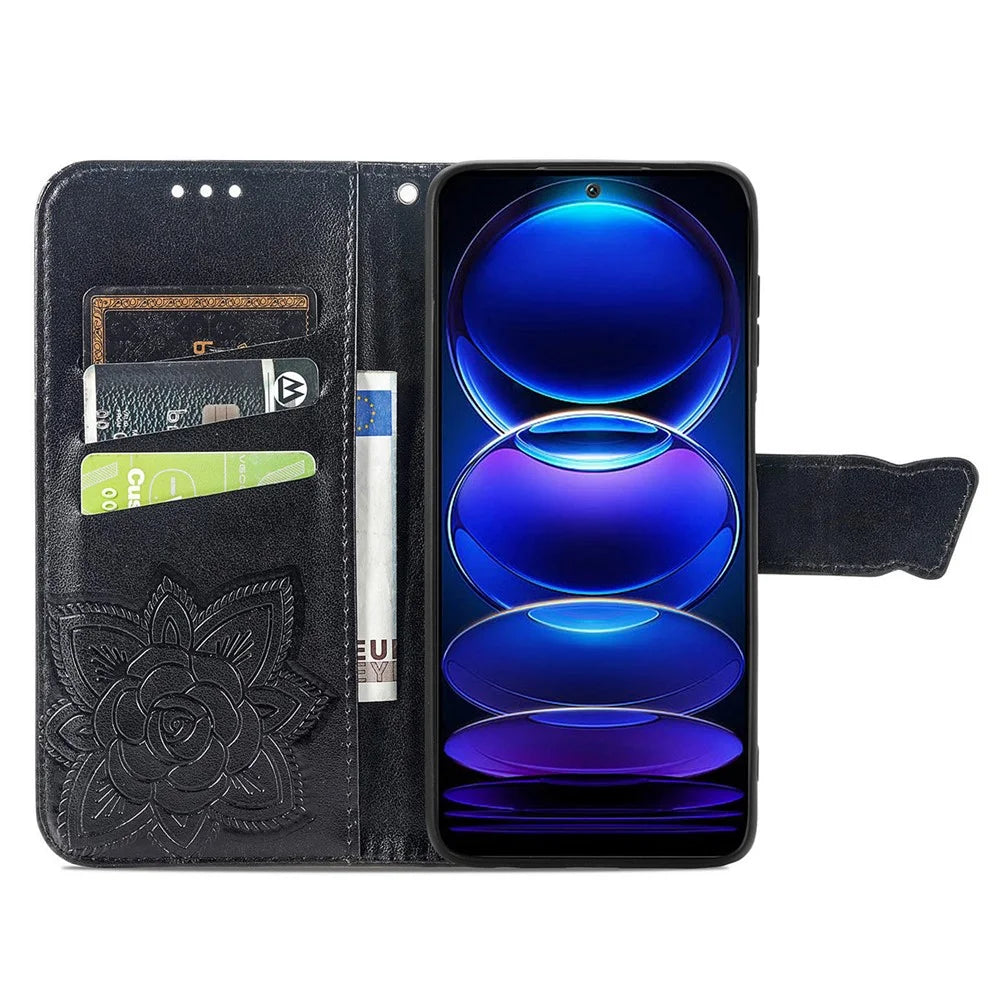 For HMD Skyline Case PU Leather Wallet Phone Cover Butterfly Pattern - Black - 2