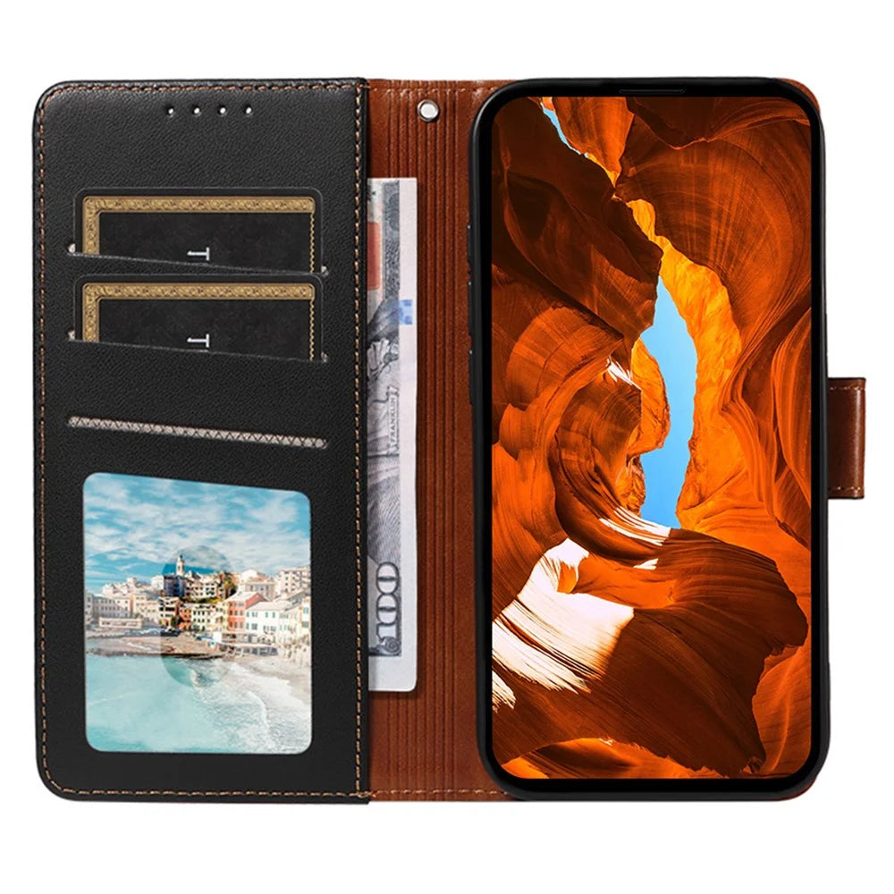 For Samsung Galaxy A36 5G Case RFID Blocking Leather Wallet Flip Phone Cover with Wrist Strap - Black - 2