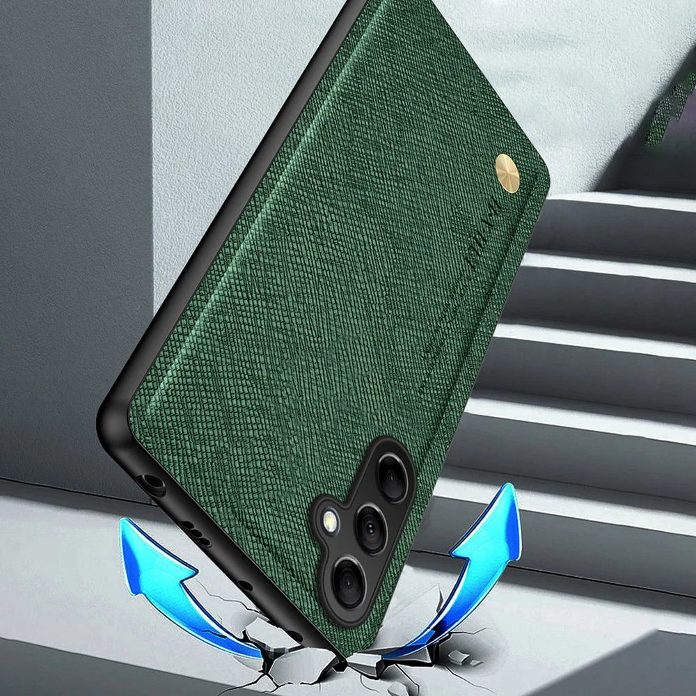 For Samsung Galaxy S25 Case Cross Texture Leather+TPU Phone Cover Support Magnetic Car Holder - Green - 3