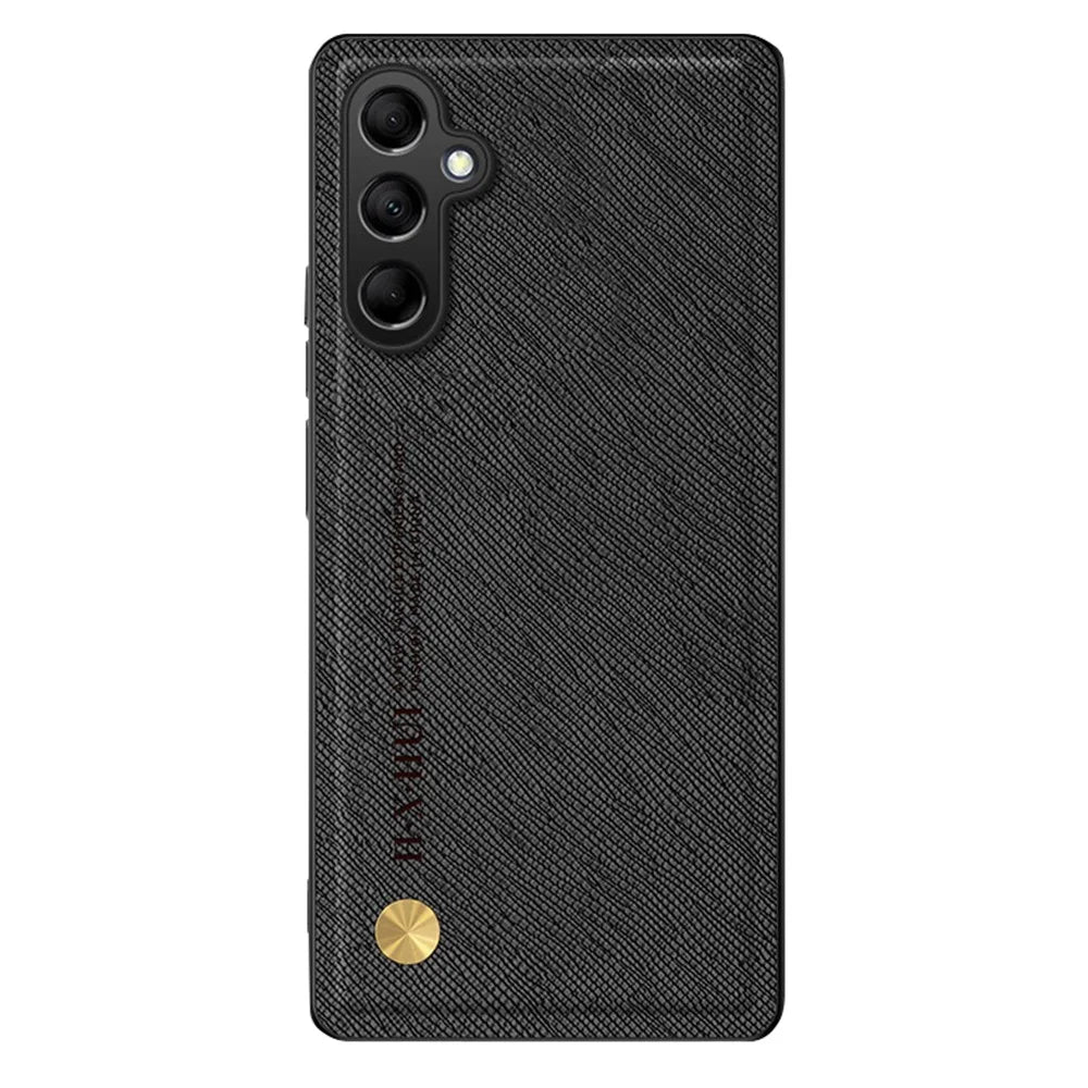 For Samsung Galaxy A16 5G  /  4G Case Cross Texture Leather+TPU Phone Cover Support Magnetic Car Holder - Black - 1