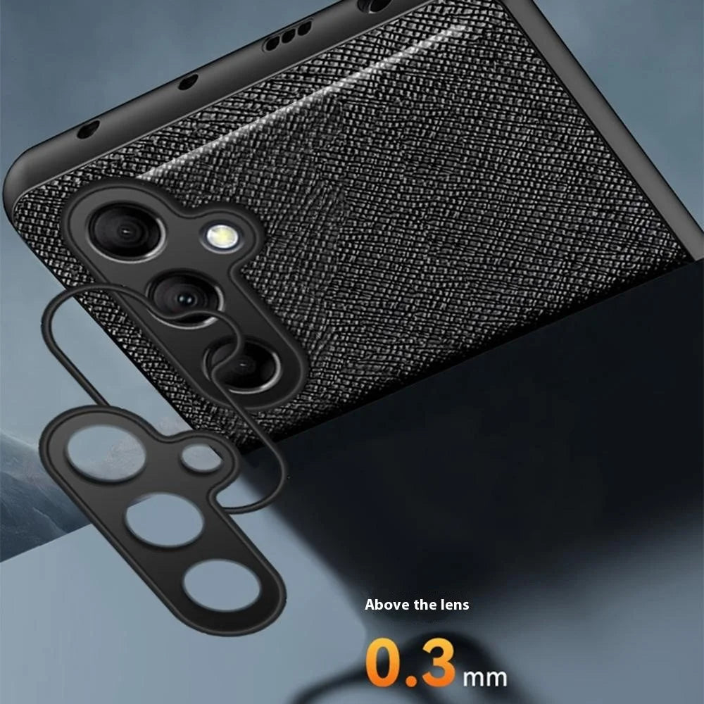 For Samsung Galaxy A16 5G  /  4G Case Cross Texture Leather+TPU Phone Cover Support Magnetic Car Holder - Black - 2