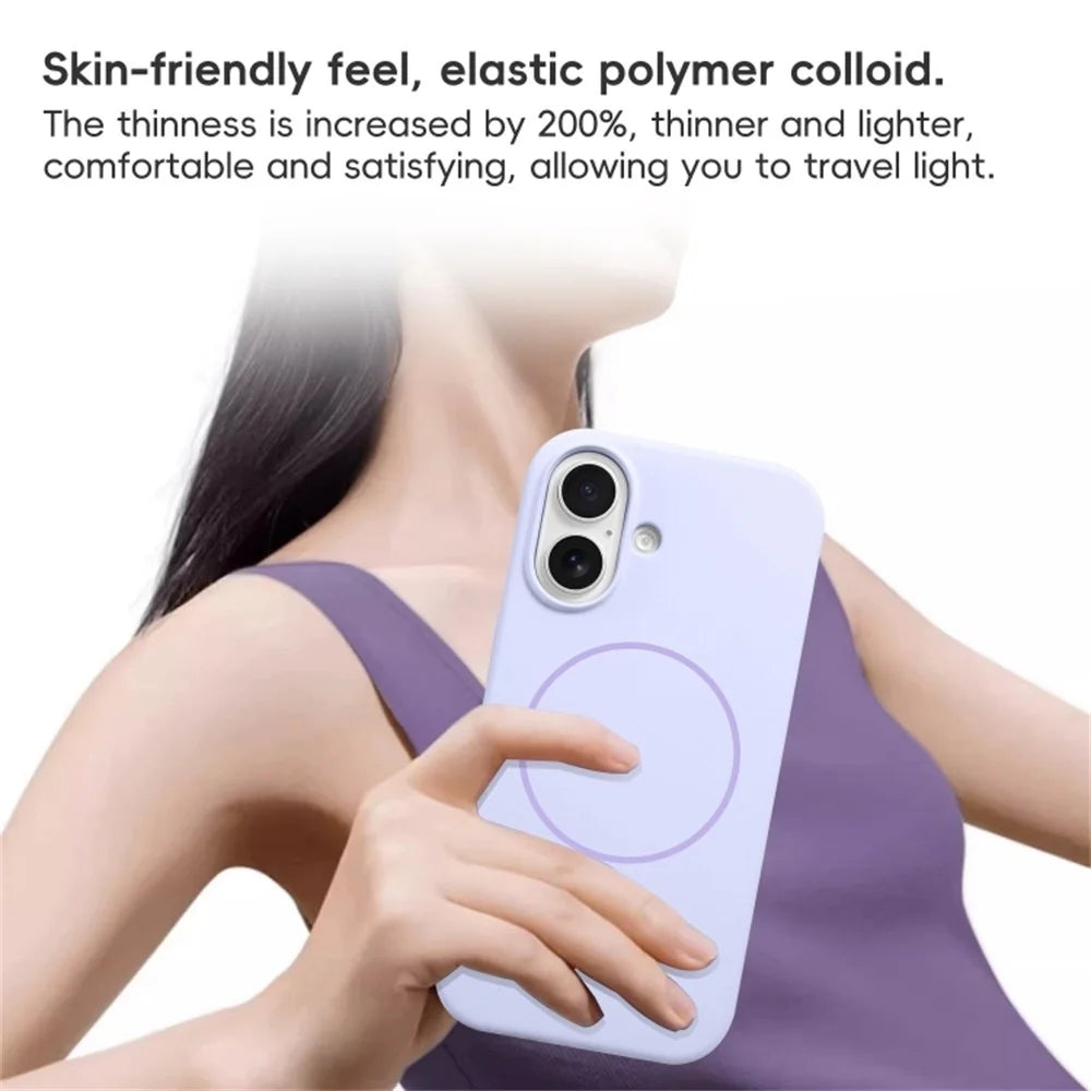 For iPhone 16 Case Compatible with MagSafe Liquid Silicone Anti-Drop Phone Cover - Sapphire - 7