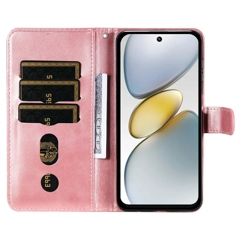 Zipper Wallet Case for TECNO Spark Go 2025 / Spark Go 1 / Pop 9 4G Calf Texture Leather Phone Cover - Pink - 2