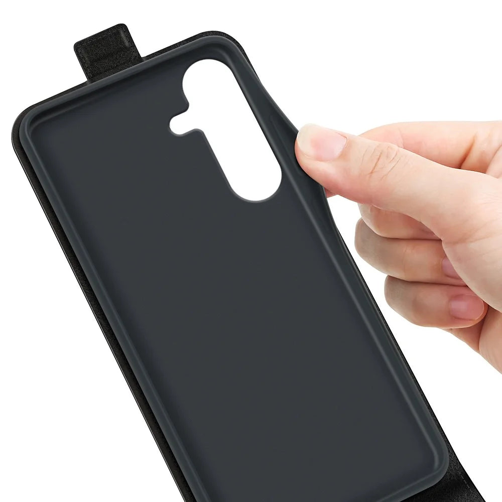 For Samsung Galaxy S25 Case with Card Slots Vertical Flip Leather Phone Cover - Black - 4