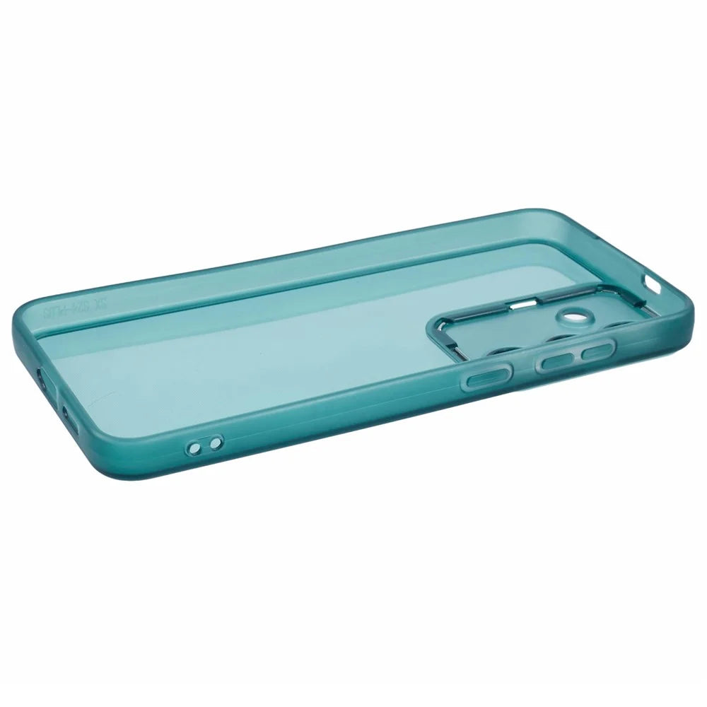 For Samsung Galaxy S25+ Case Electroplated Camera Frame TPU Phone Cover - Transparent Army Green - 4