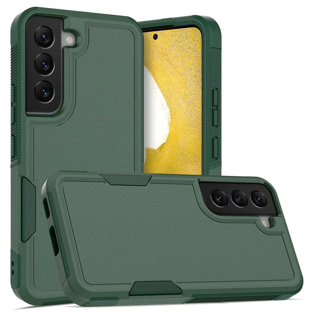 For Samsung Galaxy S22 5G Case 2-in-1 PC+TPU Shockproof Phone Cover - Dark Green - 1