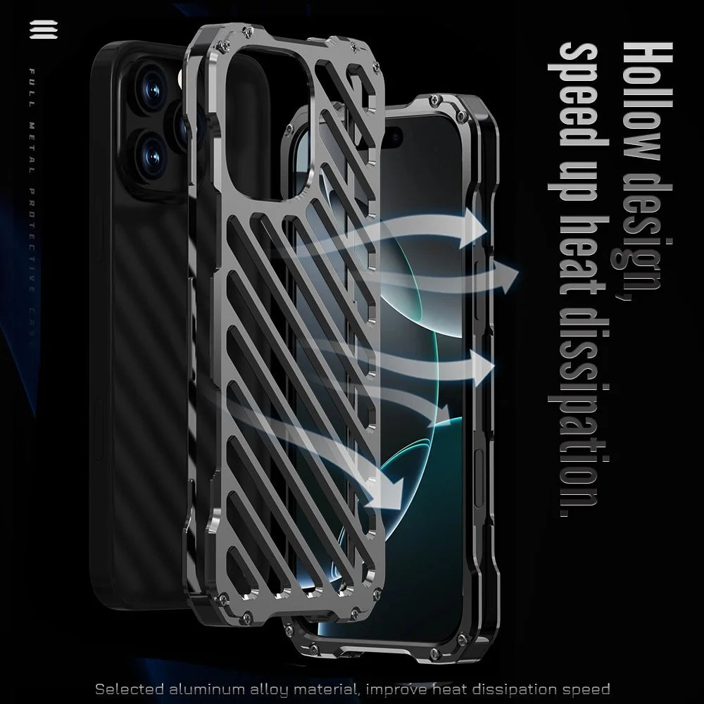 R-JUST RJ-50 For iPhone 16 Aluminum Alloy Armor Case Hollow Shockproof Back Cover - 4