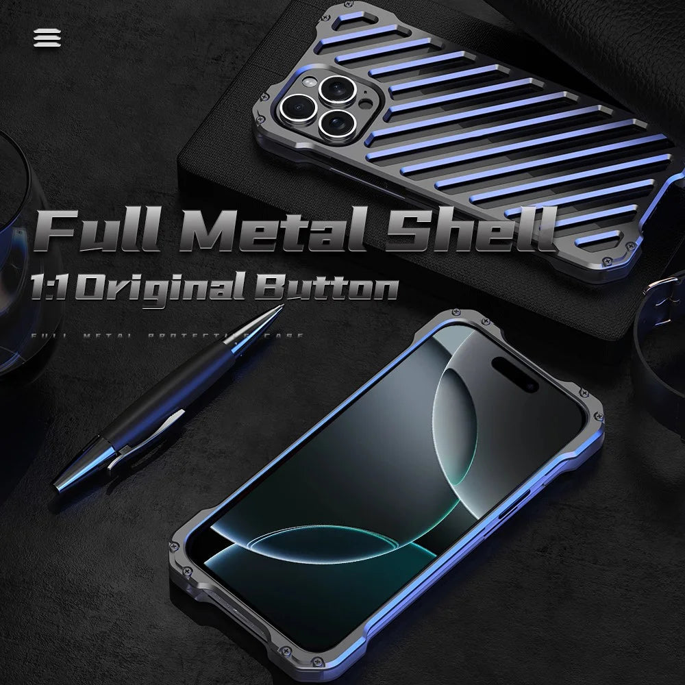 R-JUST RJ-50 For iPhone 16 Aluminum Alloy Armor Case Hollow Shockproof Back Cover - 5