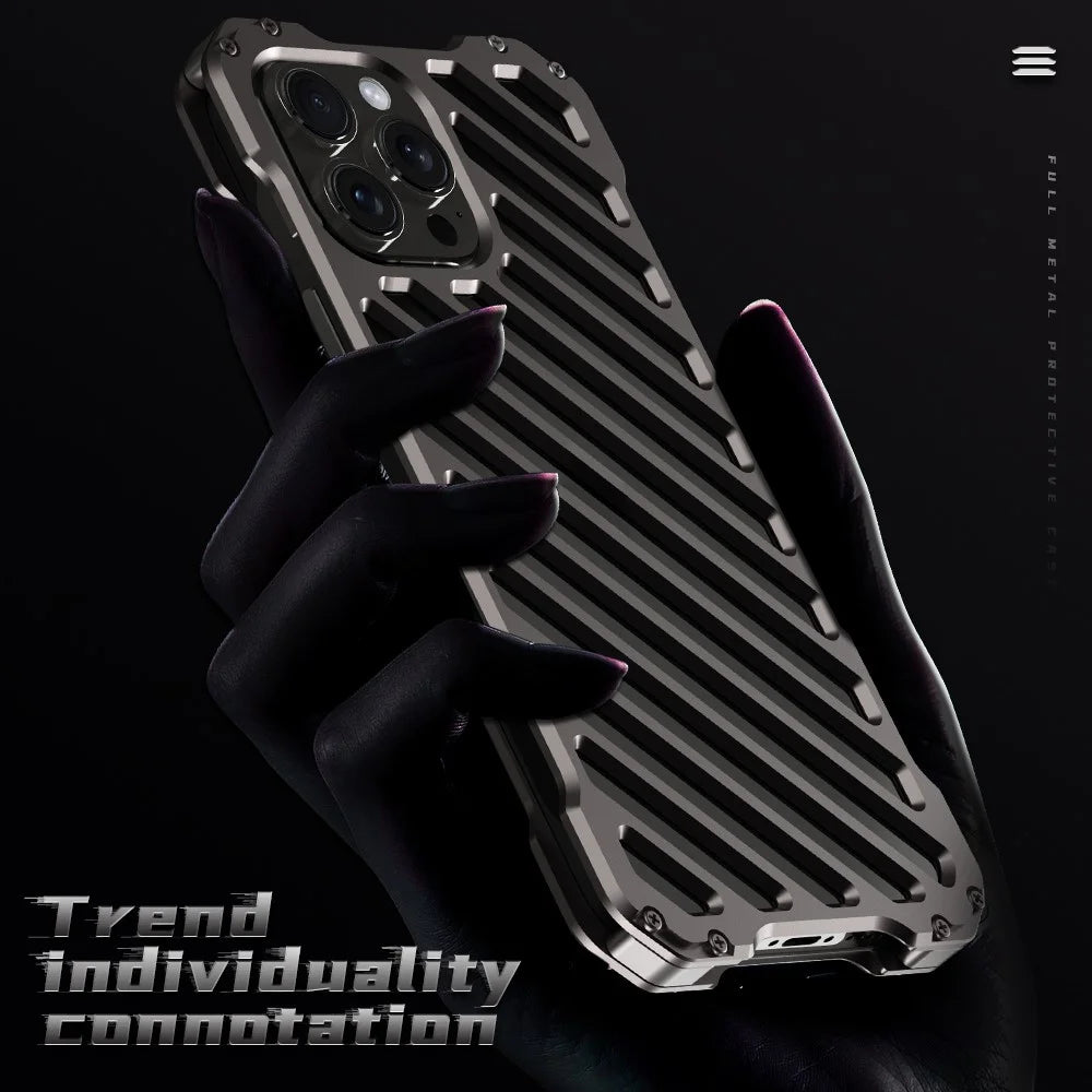 R-JUST RJ-50 For iPhone 16 Pro Aluminum Alloy Armor Case Hollow Shockproof Back Cover - 3