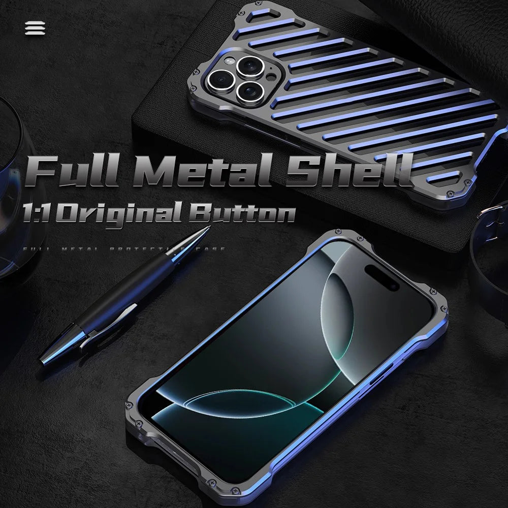 R-JUST RJ-50 For iPhone 16 Pro Aluminum Alloy Armor Case Hollow Shockproof Back Cover - 5