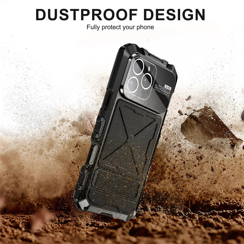 R-JUST RJ09-1 For iPhone 16 Pro Case Silicone+Aluminium Alloy Phone Cover with Screen Film - Black - 2