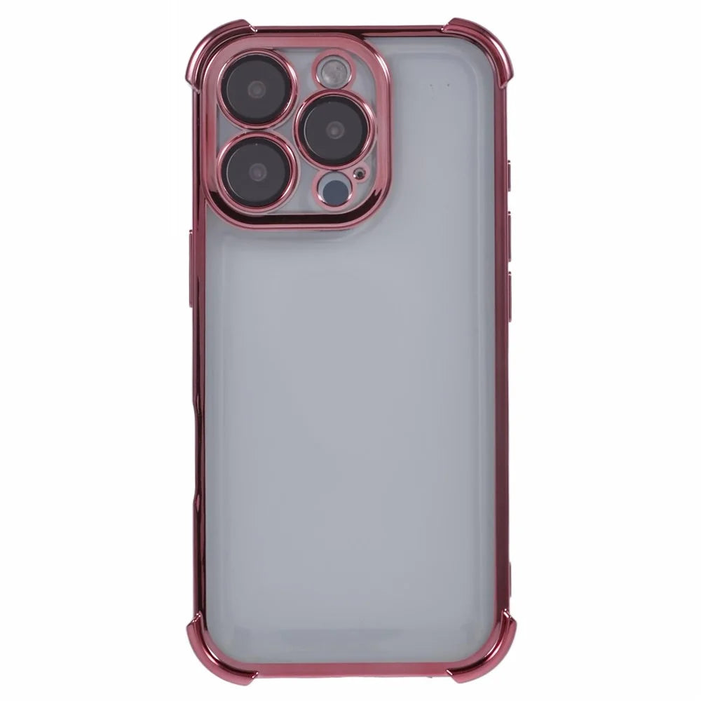 For iPhone 16 Pro Case Reinforced Corners TPU Clear Back Cover - Pink - 3