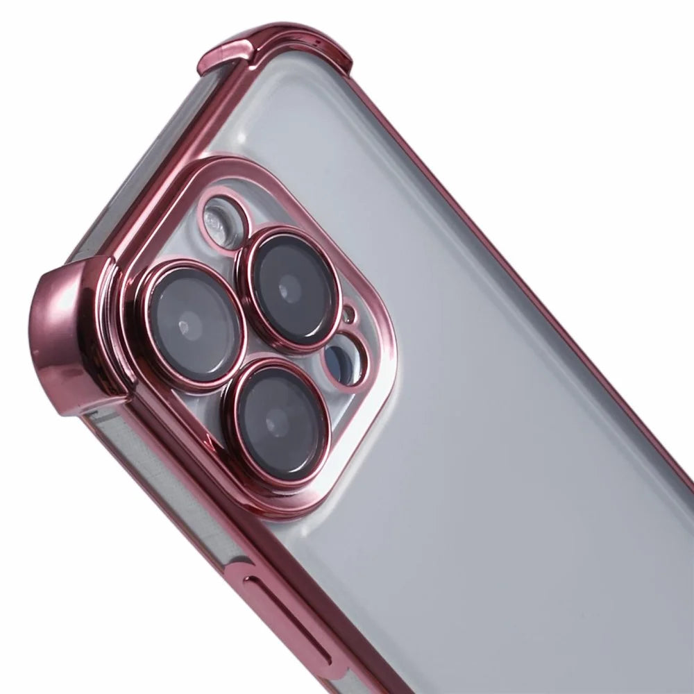 For iPhone 16 Pro Case Reinforced Corners TPU Clear Back Cover - Pink - 5