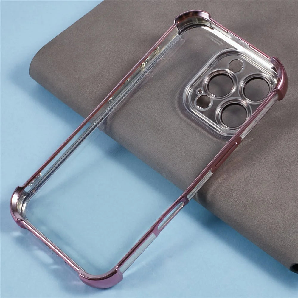 For iPhone 16 Pro Case Reinforced Corners TPU Clear Back Cover - Pink - 6