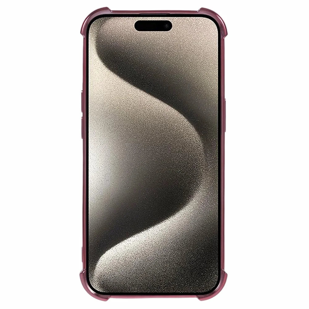 For iPhone 15 Case Reinforced Corners TPU Clear Back Cover - Pink - 2