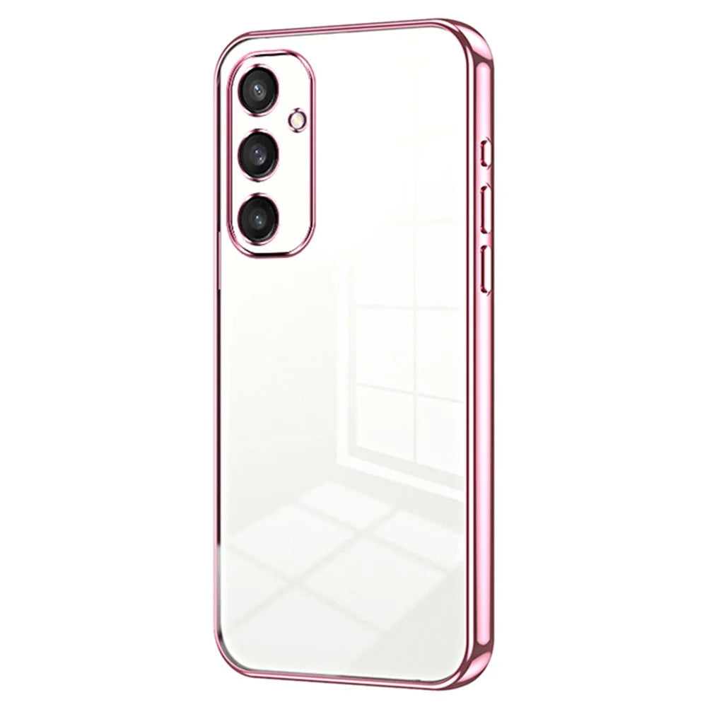 For Samsung Galaxy S25 Case Electroplating Frame Soft TPU Phone Cover - Pink - 1