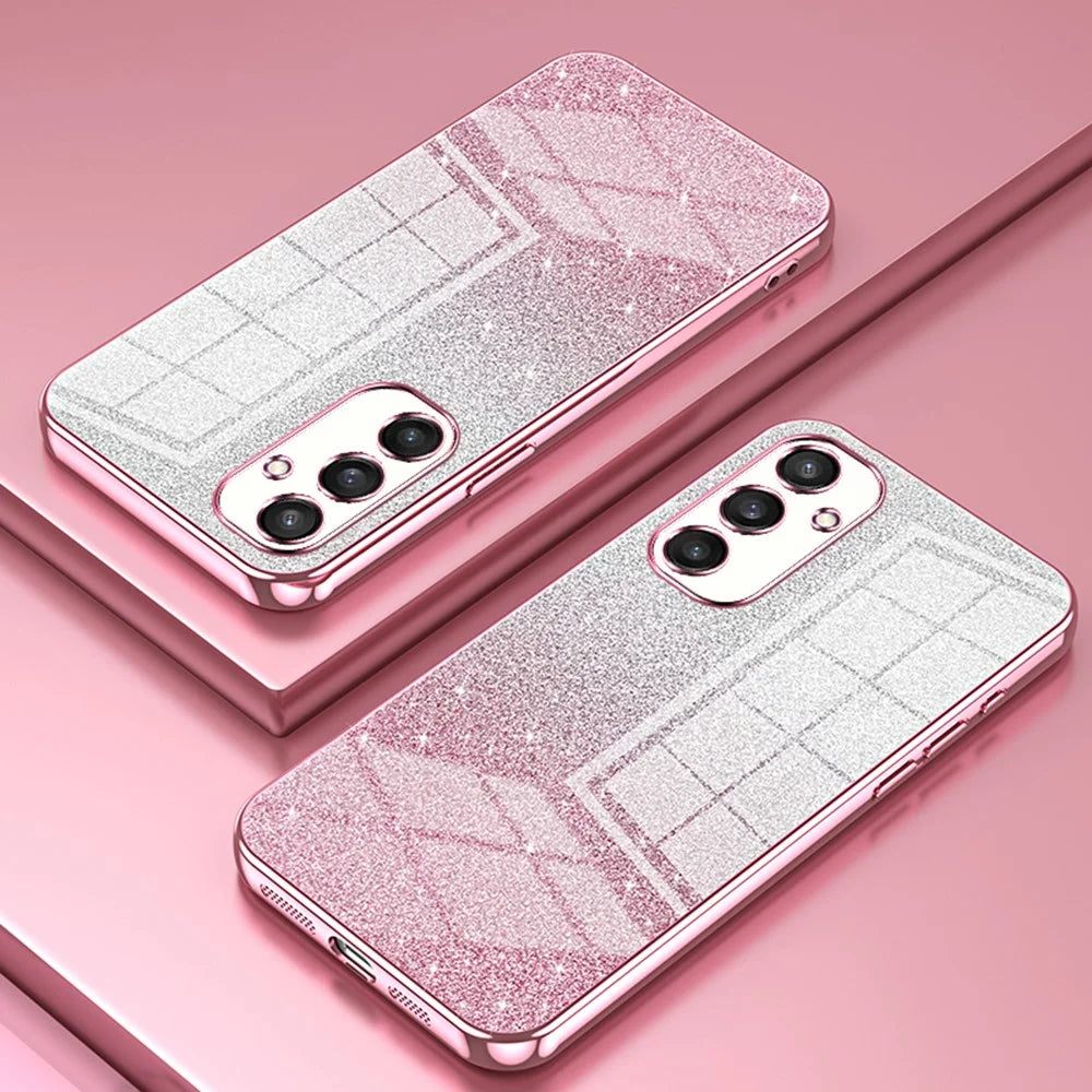 For Samsung Galaxy S25 Case Electroplating Gradient Glitter TPU Phone Cover - Pink - 2