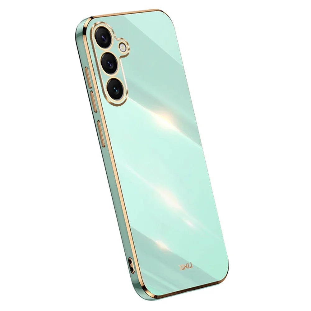 XINLI For Samsung Galaxy S25 Case TPU Phone Cover with Electroplating Frame - Cyan - 1