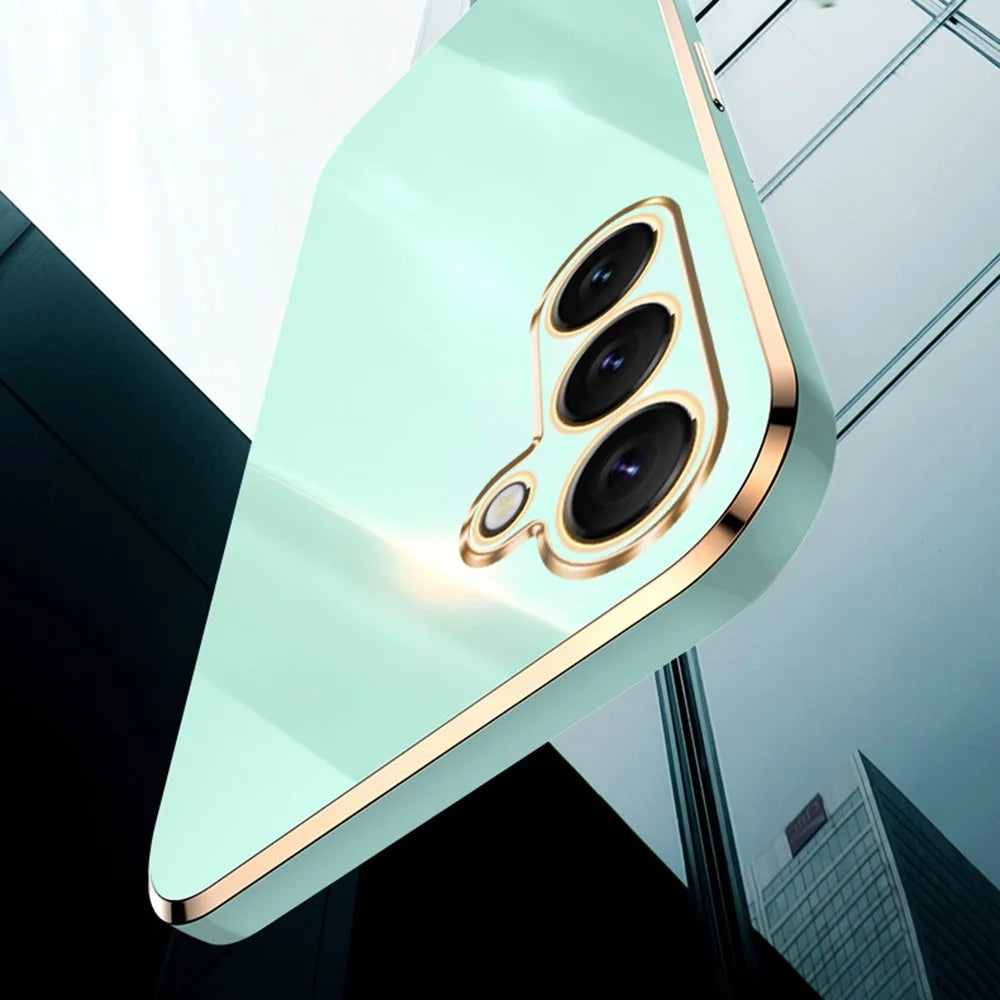 XINLI For Samsung Galaxy S25 Case TPU Phone Cover with Electroplating Frame - Cyan - 2
