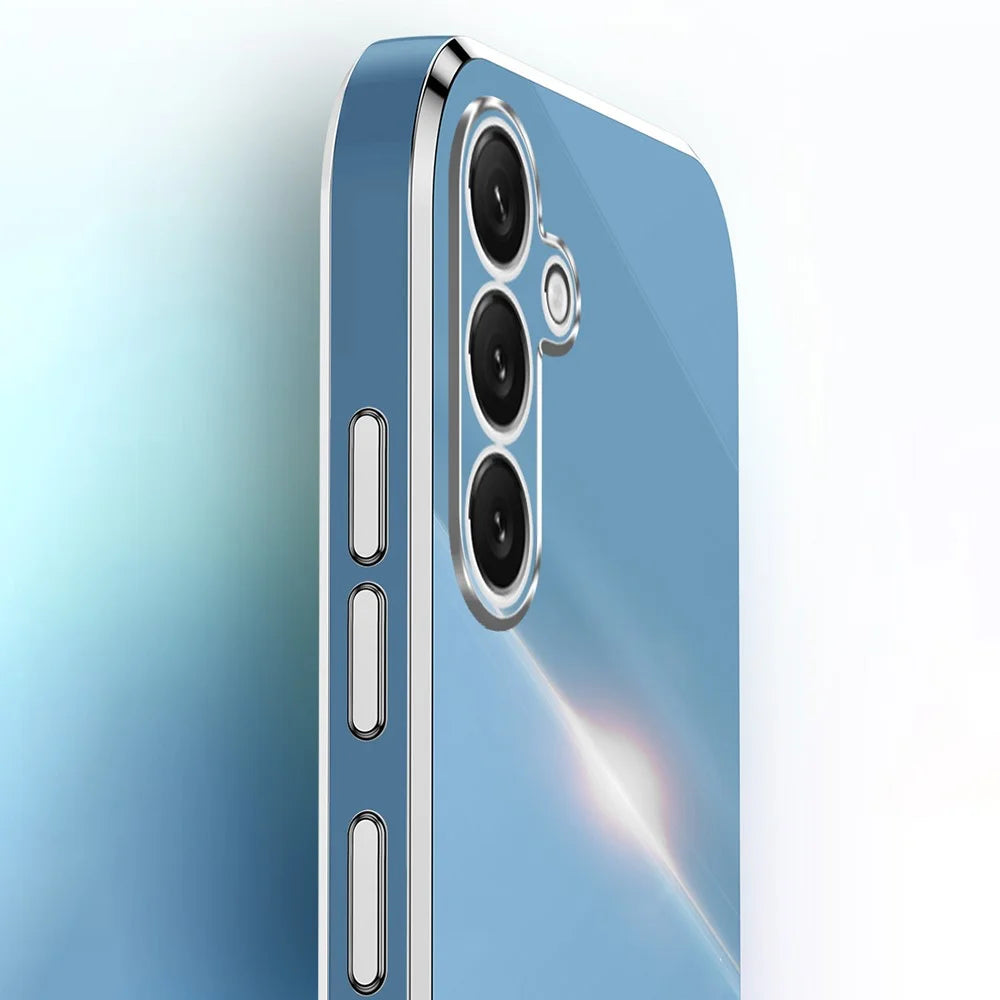 XINLI For Samsung Galaxy S25 Case Ring Kickstand Electroplating TPU Phone Cover - Cyan - 3