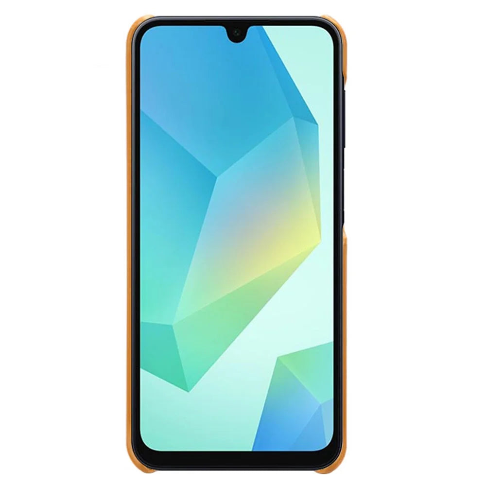 For Samsung Galaxy A16 4G / 5G Case Calf Texture PU Leather Hard PC Protective Phone Cover - Orange - 4