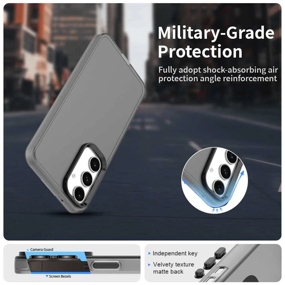 For Samsung Galaxy S23 FE Case PC+TPU+PET Matte Anti-Drop Phone Back Cover - Black - 2