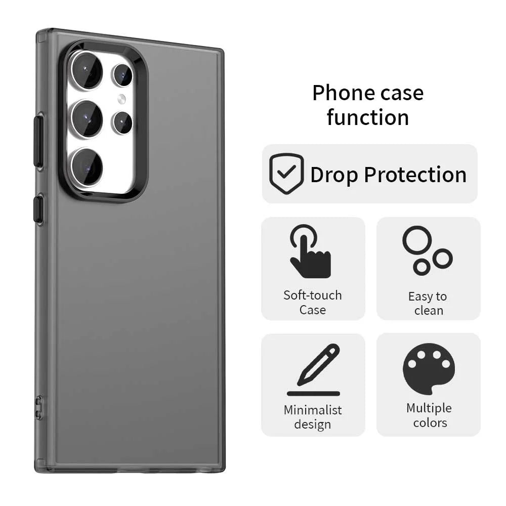 For Samsung Galaxy S24 Ultra Case PC+TPU+PET Matte Anti-Drop Phone Back Cover - Black - 4