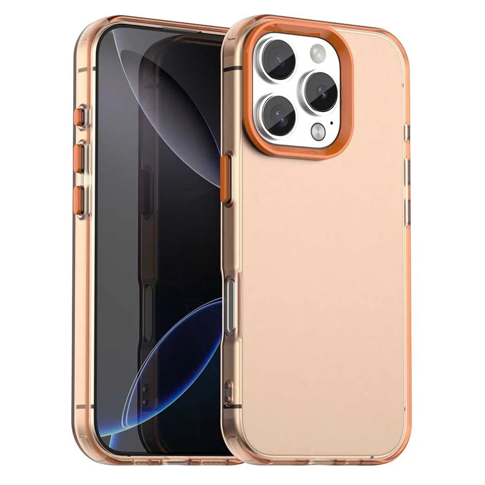 For iPhone 16 Pro Case PC+TPU+PET Matte Anti-Drop Phone Back Cover - Orange - 1