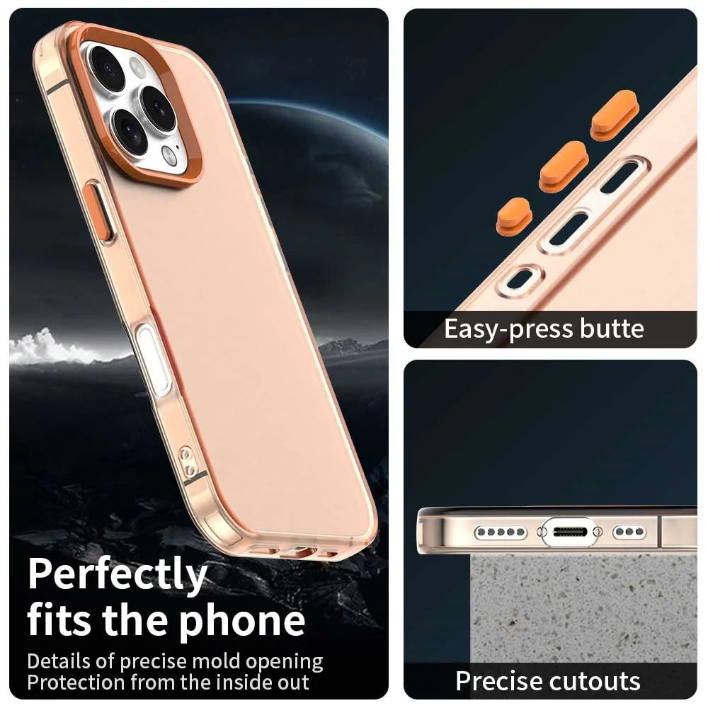For iPhone 16 Pro Case PC+TPU+PET Matte Anti-Drop Phone Back Cover - Orange - 3